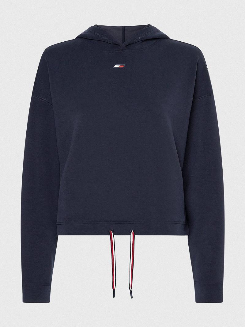 Női Tommy Hilfiger Sueded Flag Hoodies Kék | HU 163YXF